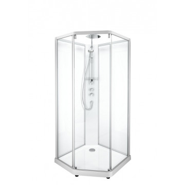 Душевая кабина IDO Showerama 10-5 Comfort 558.202.302 пятиугольная 900х900 мм профиль аллюминий прозрачное стекло